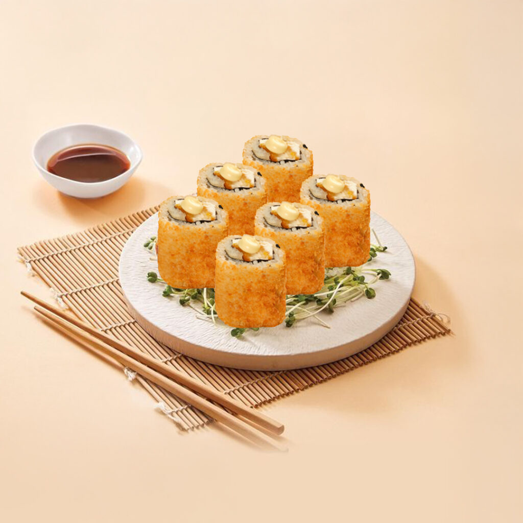 California sushi frits Tastyrice garnis de chèvre et miel, enrobés d’une panure croustillante. - Sushi Paris - Sushi Bordeaux