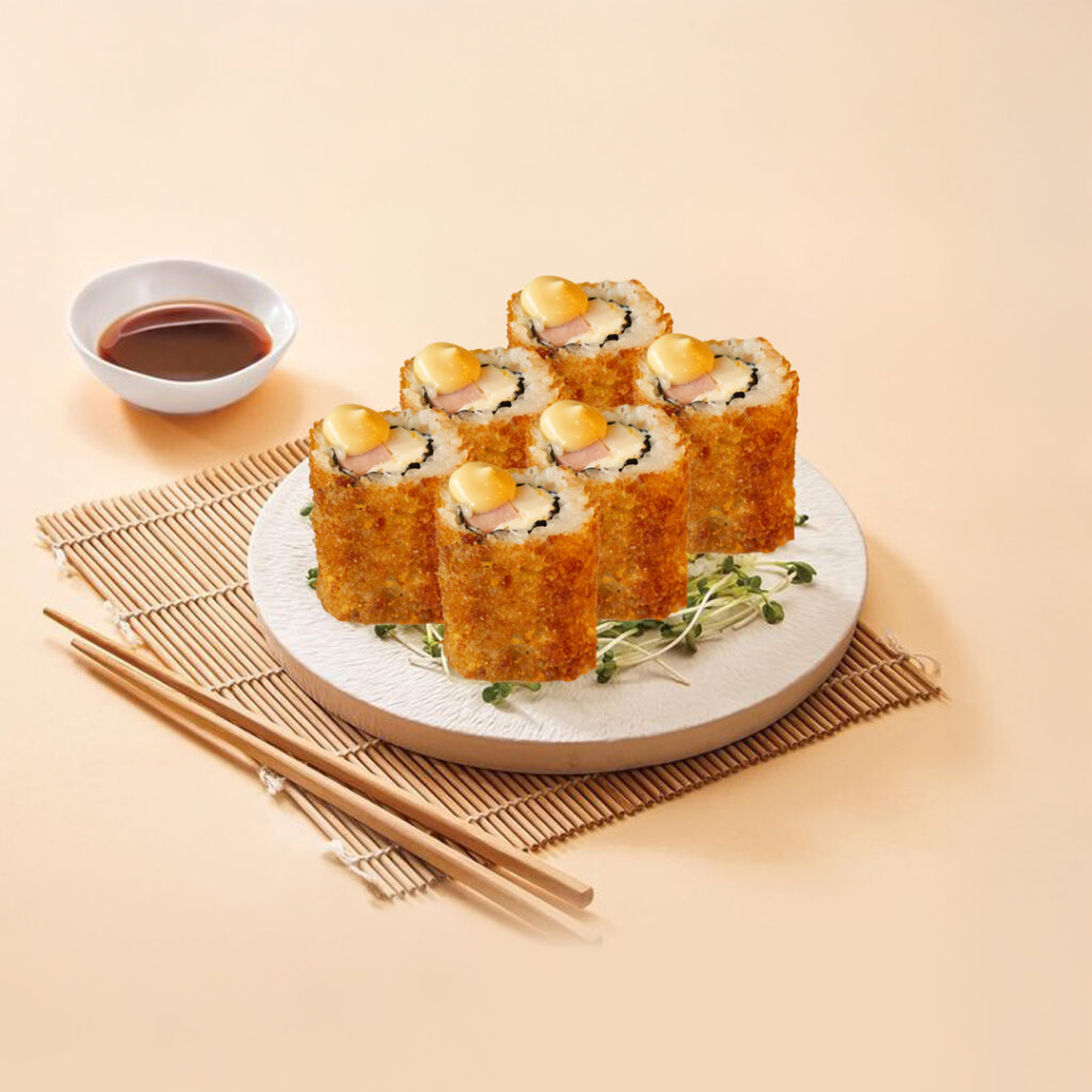 California sushi frits Tastyrice au cordon bleu croustillant, servis avec sauce soja. - Sushi Paris - Sushi Bordeaux