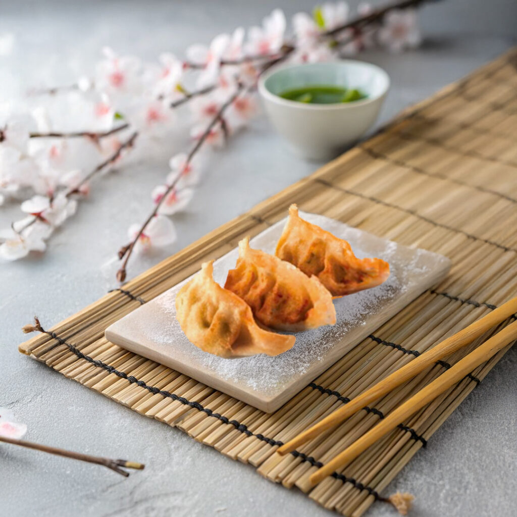 Gyozas sucrés à la pomme, dessert croustillant proposé par Tastyrice. - Desserts Paris - Desserts Bordeaux