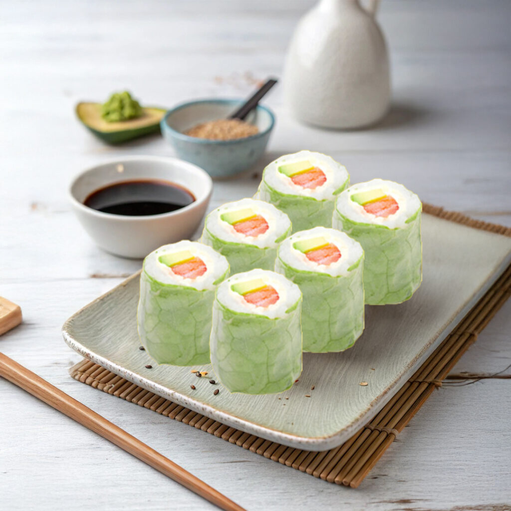 Makis green Tastyrice au saumon frais et avocat, roulé dans salade et riz. - Sushi Paris - Sushi Bordeaux