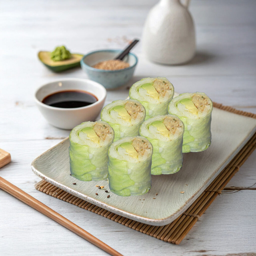 Makis green Tastyrice au thon cuit, roulé dans une feuille de salade et riz vinaigré. - Sushi Paris - Sushi Bordeaux
