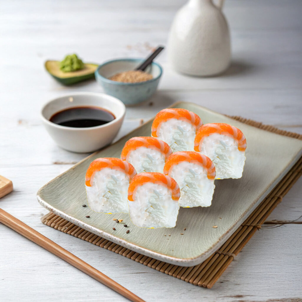 Makis multicolor Tastyrice avec saumon, avocat et riz blanc, décoré de topping coloré. - Sushi Paris - Sushi Bordeaux