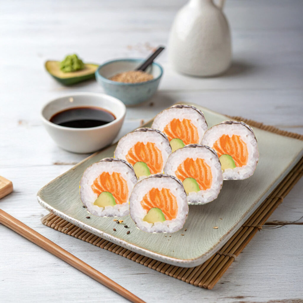Makis Tastyrice au saumon frais et avocat, roulé dans du riz au sésame. - Sushi Paris - Sushi Bordeaux
