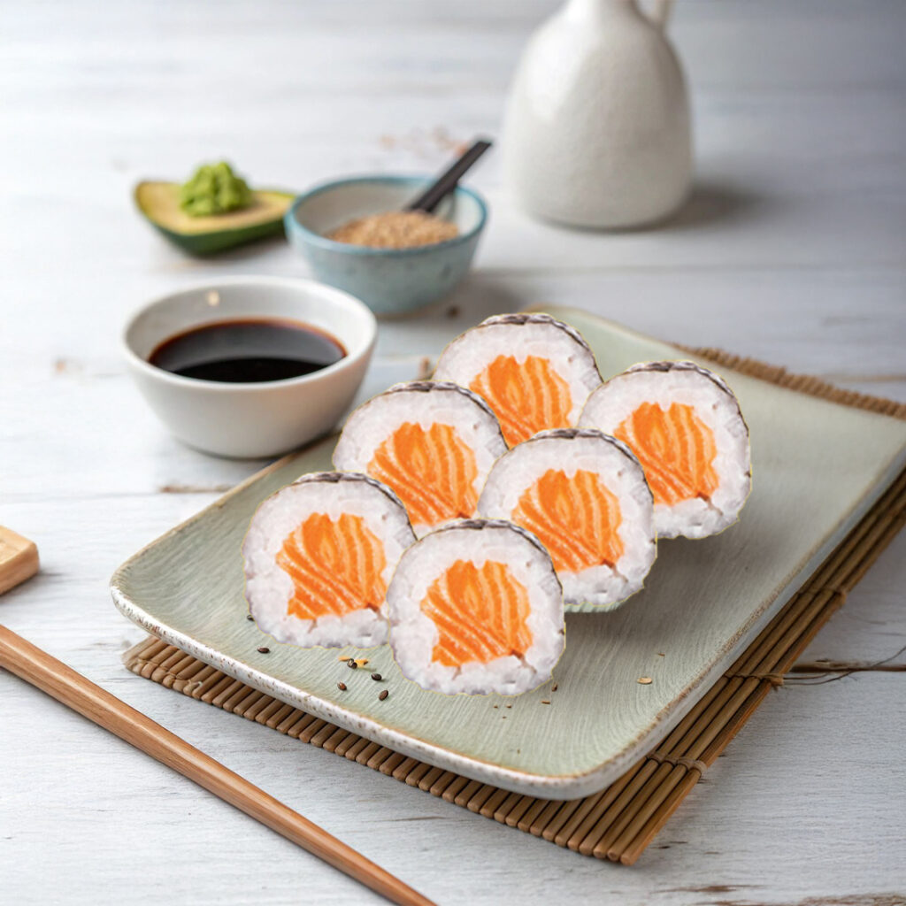 Makis Tastyrice au saumon frais, roulé dans une feuille de nori et riz vinaigré. - Sushi Paris - Sushi Bordeaux