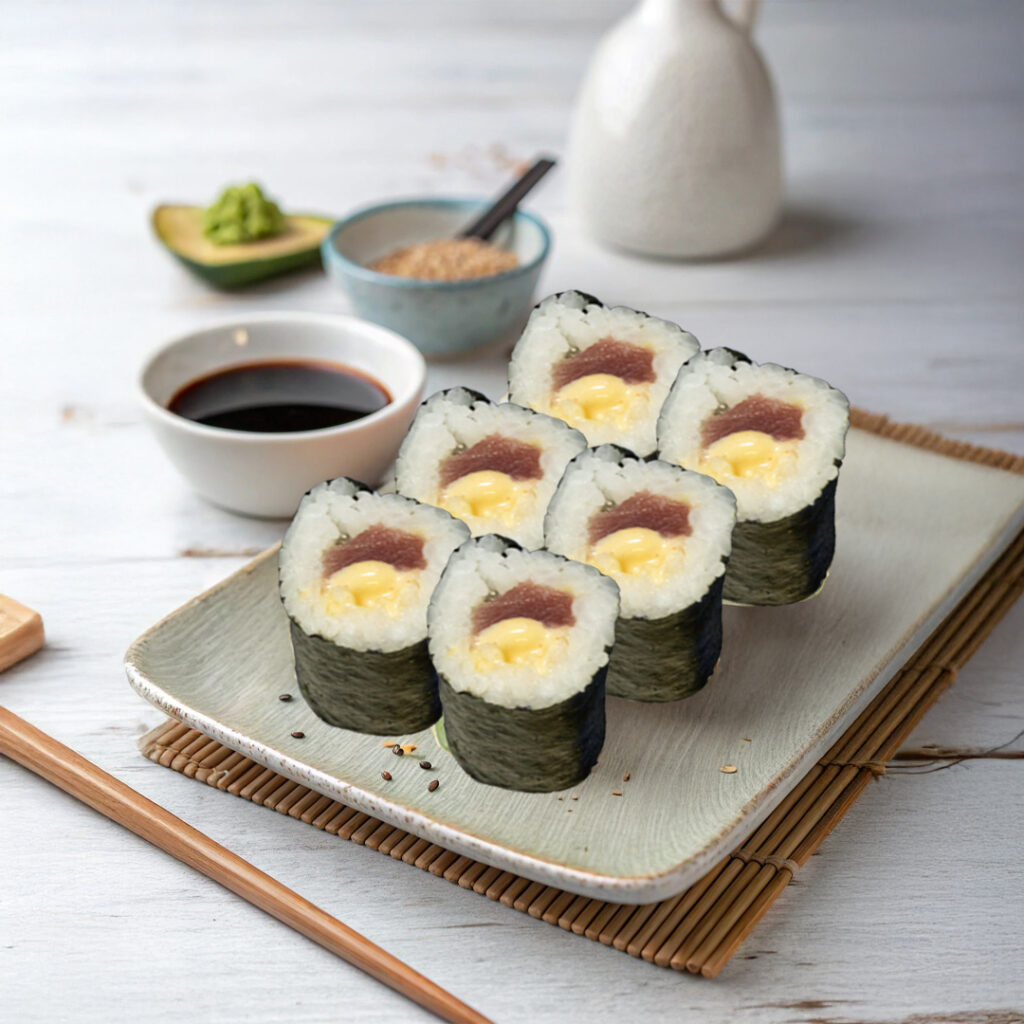 Makis Tastyrice au thon cuit et fromage frais, entouré de nori et riz. - Sushi Paris - Sushi Bordeaux