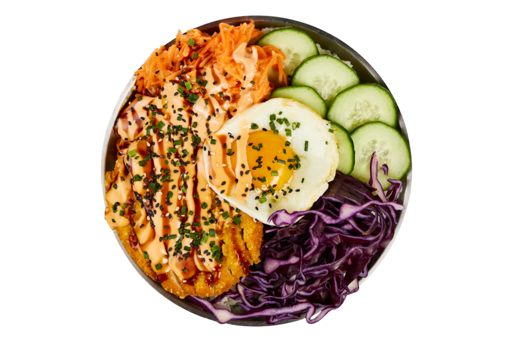 Meilleur poké bordeaux - meilleur poké paris - poké bowl poulet croustillant et œuf Tastyrice avec légumes frais et sauce japonaise - Tastyrice Lormont - Tastyrice Clichy
