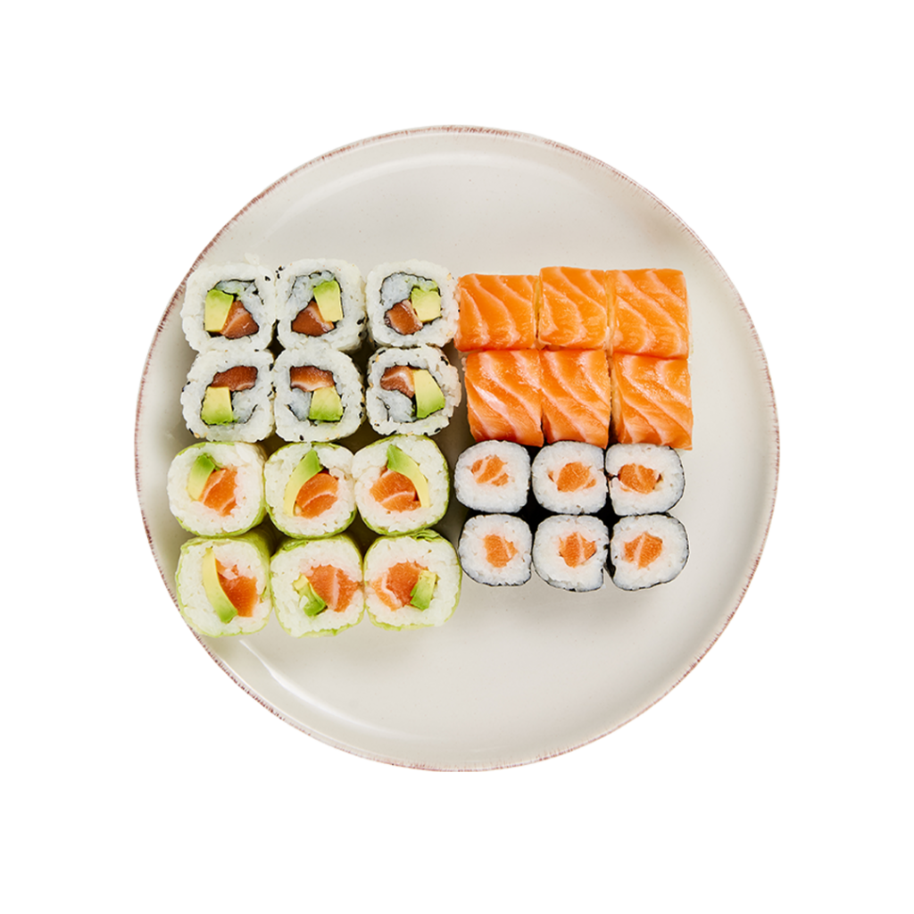 Meilleur sushi bordeaux - meilleur sushi paris - Plateau sushi avec maki green saumon avocat et maki multicolor - Tastyrice Lormont - Tastyrice Clichy