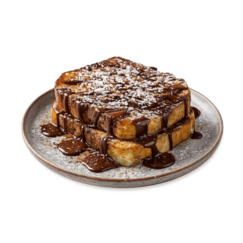 Desserts pain perdu généreusement nappé de Nutella fondant et saupoudré de sucre glace. Une gourmandise irrésistible pour les amateurs de chocolat chez Tastyrice Lormont