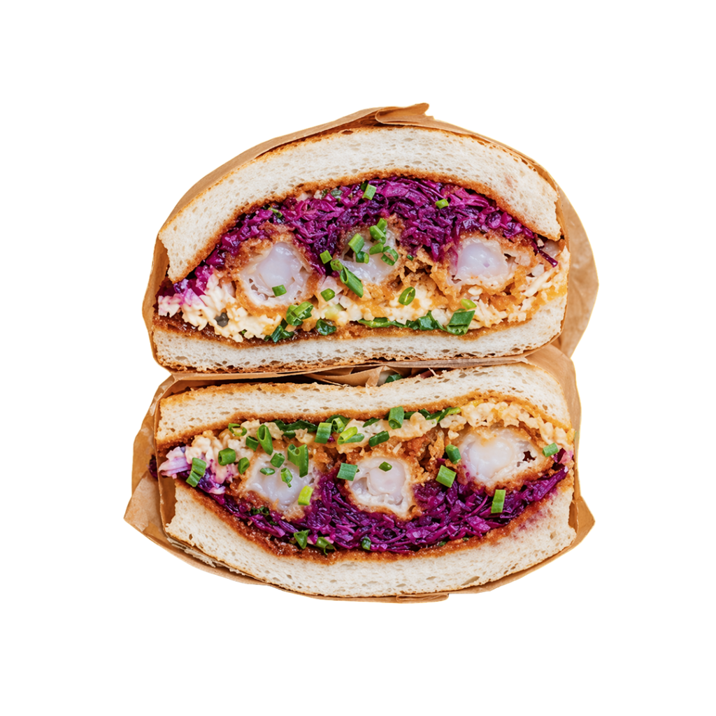 Meilleur sando bordeaux - meilleur sando paris - Sando crevette tempura avec mayonnaise japonaise spicy et chou rouge - Tastyrice Lormont - Tastyrice Clichy