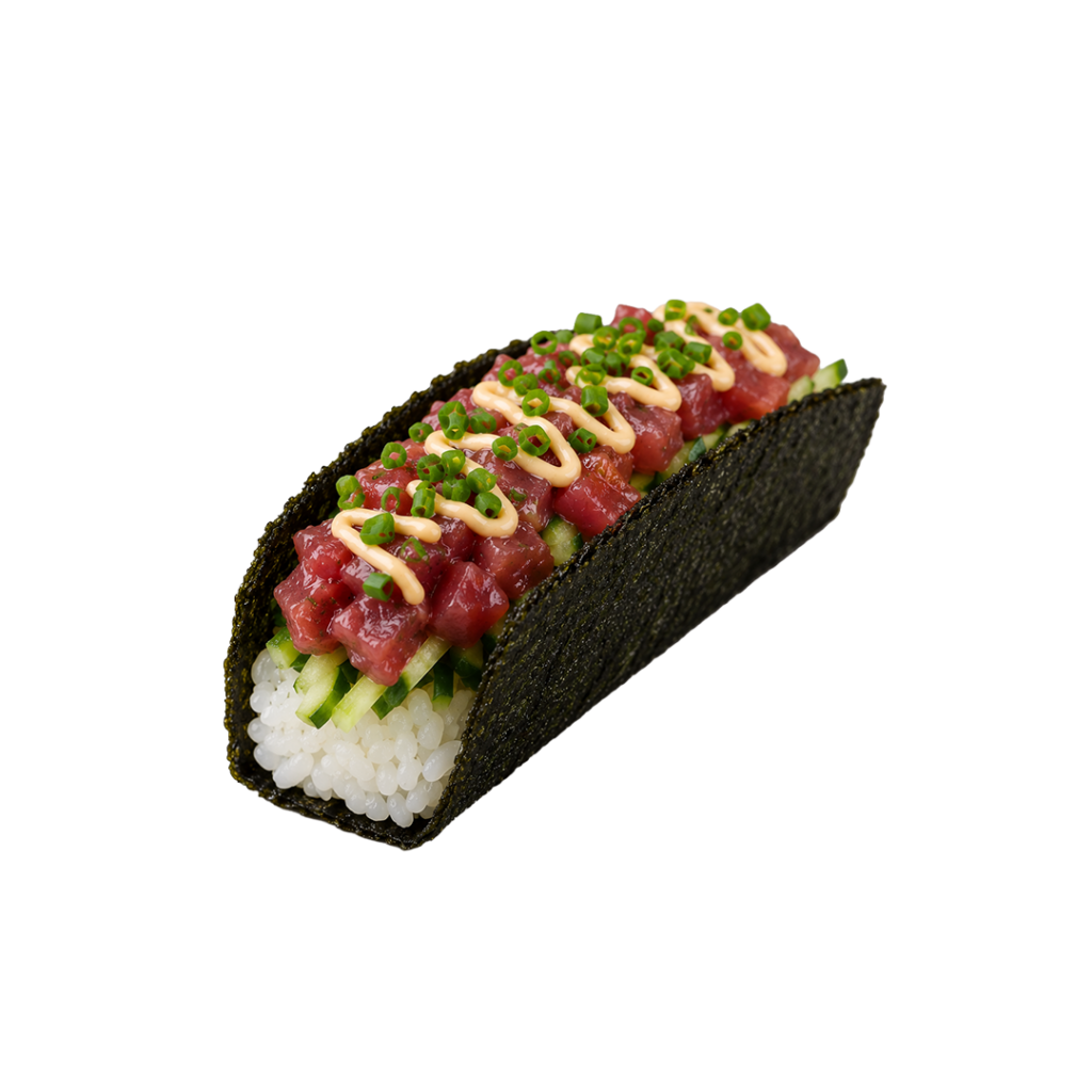 Meilleur tacos sushi bordeaux - meilleur tacos sushi paris - Tacos sushi thon rouge avec concombre et riz vinaigré japonais - Tastyrice Lormont - Tastyrice Clichy